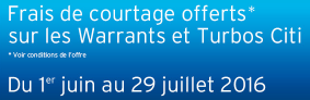 100 ordres offerts sur les Warrants et Turbos CITI chez Bourse Direct