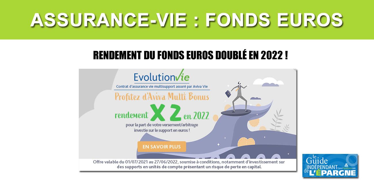 Assurance-vie Évolution Vie, offre Aviva Multi-Bonus 2021-2022 : le taux de votre fonds euros multiplié par 2 !