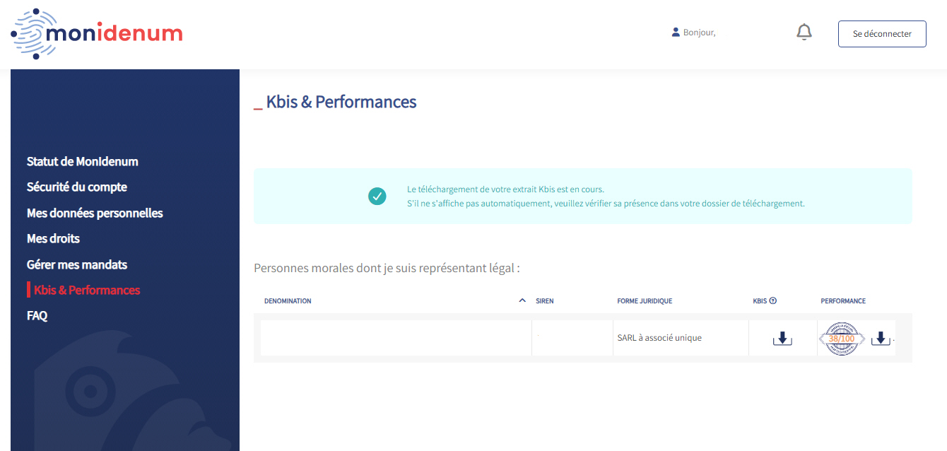 Service Monidenum, KBis gratuits