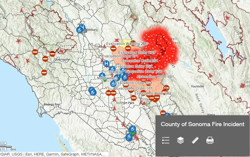 Carte des incendies en cours en Californie