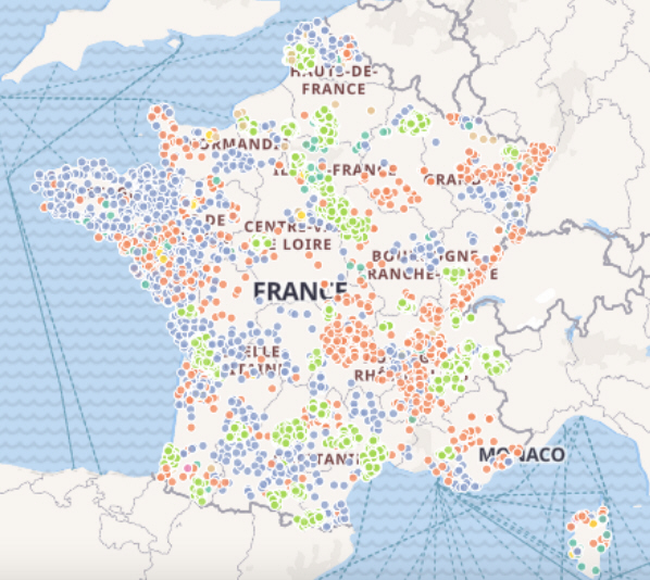 Carte des stations les moins chères de France, celles des aires de covoiturage...