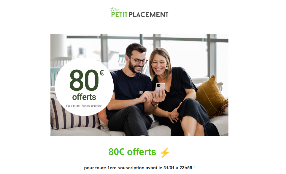 Mon Petit Placement, offre de bienvenue : 80 euros offerts