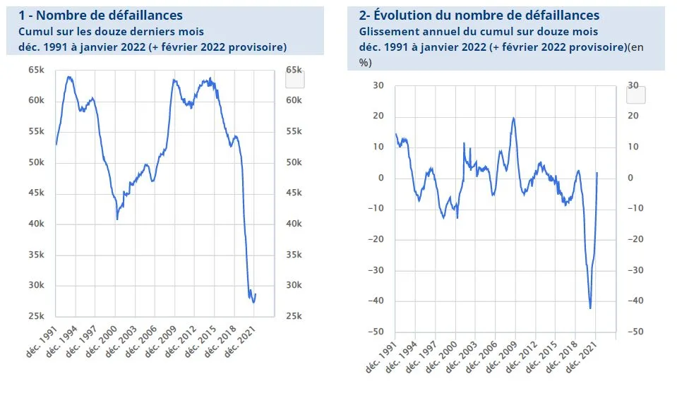 Evolution des faillites d’entreprise en France