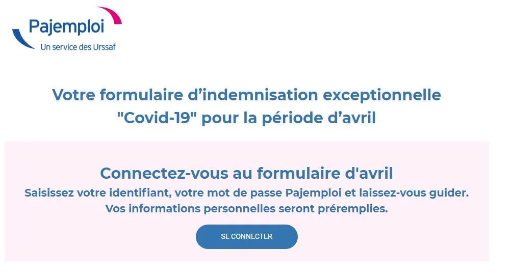 Copie écran formulaire déclaration chômage partiel PAJEMPLOI