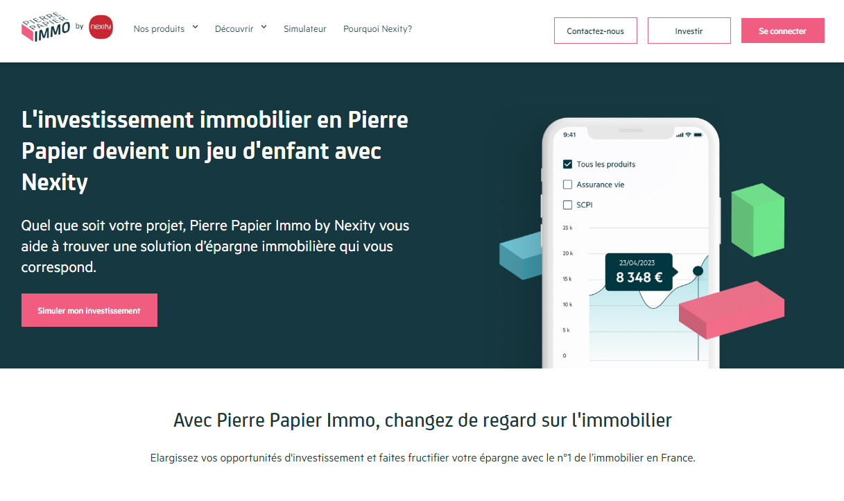 Page d’accueil de la plateforme d’épargne de NEXITY