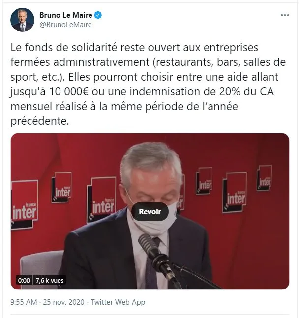 Compte Twitter de Bruno Le Maire