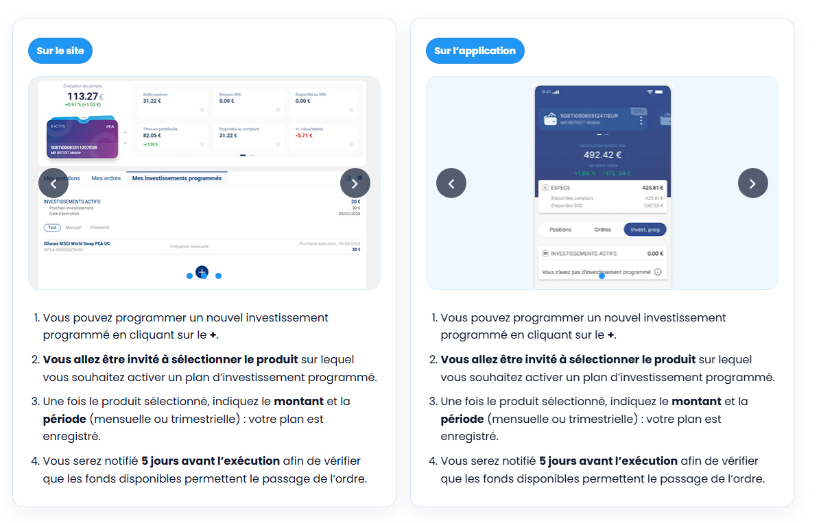 Investissement programmé (DCA ) sur une sélection d’ETF et d’actions à 0% de frais de courtage chez Bourse Direct