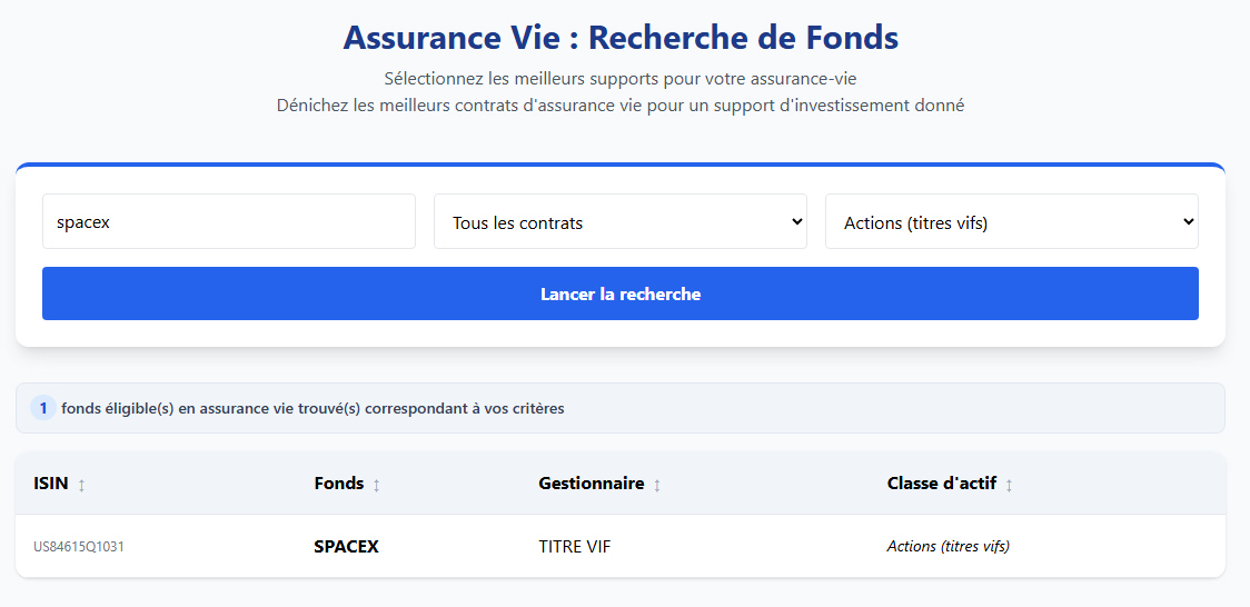 Action SpaceX disponible en assurance vie
