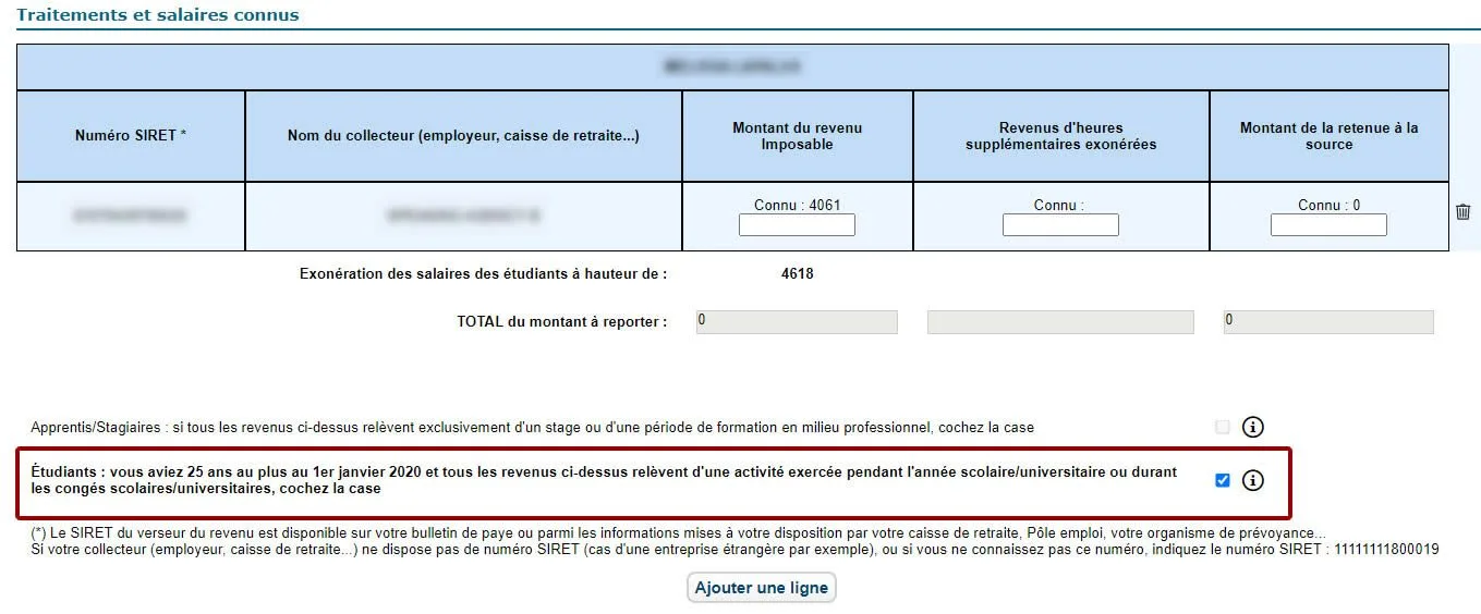 Comment faire prendre en compte l’abattement sur les revenus de mon enfant étudiant rattaché à mon foyer fiscal ?