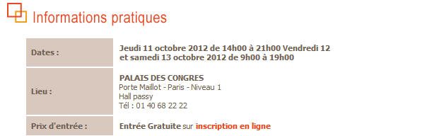 Forum de l’investissement : Du 11 au 13 octobre 2012