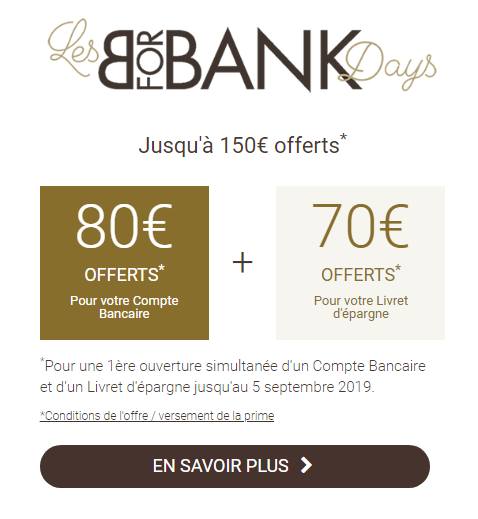 Offre BforBank 150€ offerts