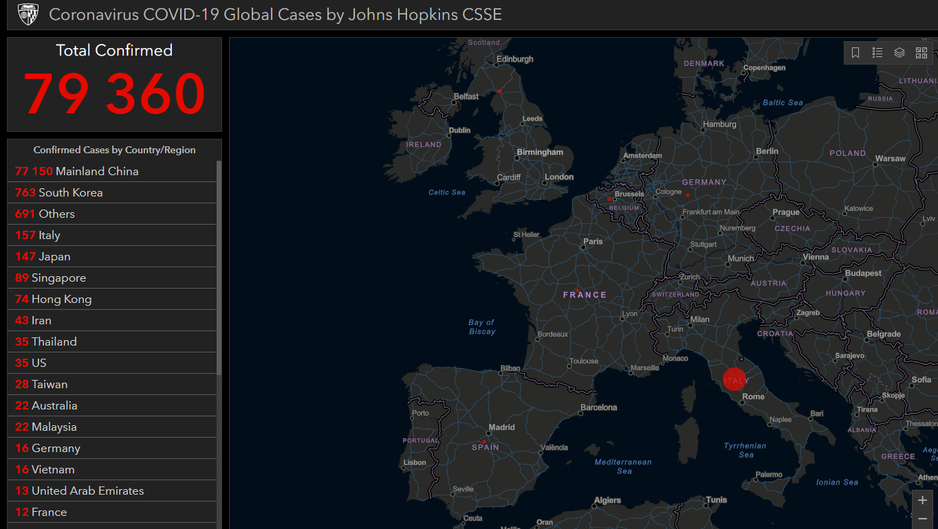 Recensement des cas avérés de Coronavirus