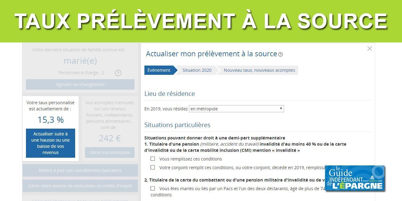Taux actualisé de prélèvement à la source : pensez à le renouveler avant le 7 décembre 2019 Taux actualisé de prélèvement à la source : pensez à le renouveler avant le 7 décembre 2019