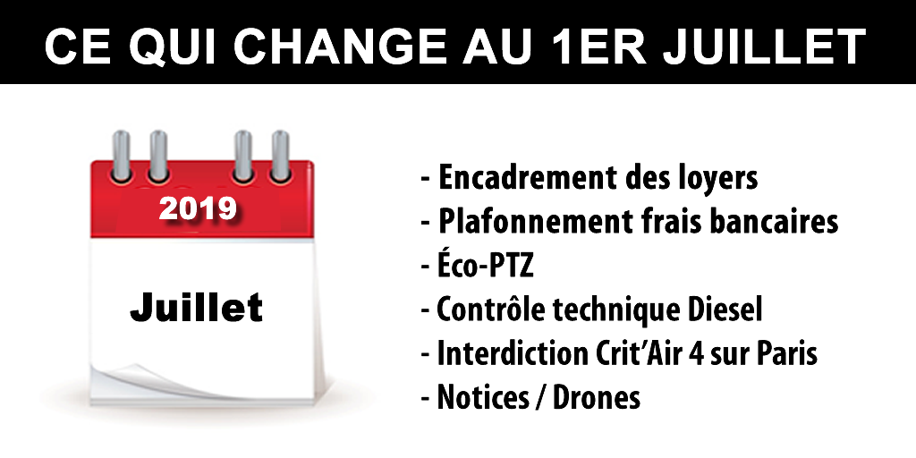 1er juillet 2019, tout ce qui change pour votre argent : allocations, loyers, frais bancaires, éco-PTZ, taux d'intérêt légal, taux d'usure... 