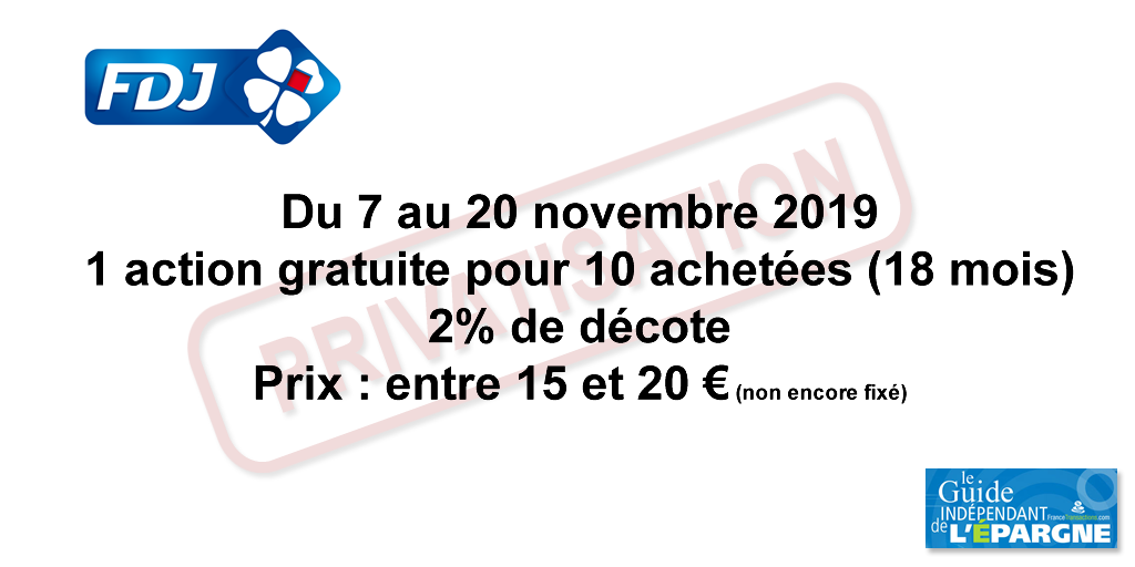 Privatisation de la Française des Jeux, du 7 au 20 novembre 2019 : faut-il miser sur FDJ ? Avis Privatisation de la Française des Jeux, du 7 au 20 novembre 2019 : faut-il miser sur FDJ ? Avis