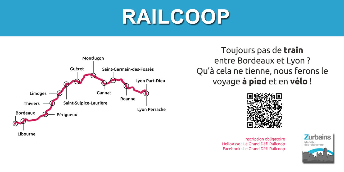 RailCoop : la ligne de train Bordeaux-Lyon pas opérationnelle ? Ils font les 600 km en vélo et à pied ! RailCoop : la ligne de train Bordeaux-Lyon pas opérationnelle ? Ils font les 600 km en vélo et à pied !