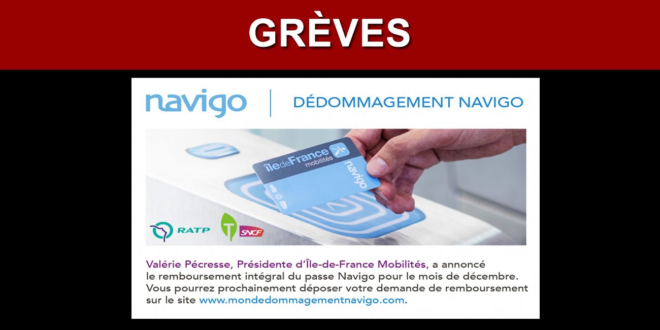 Grèves/Remboursement Navigo : le site de demande de remboursement ouvre vendredi 31 janvier