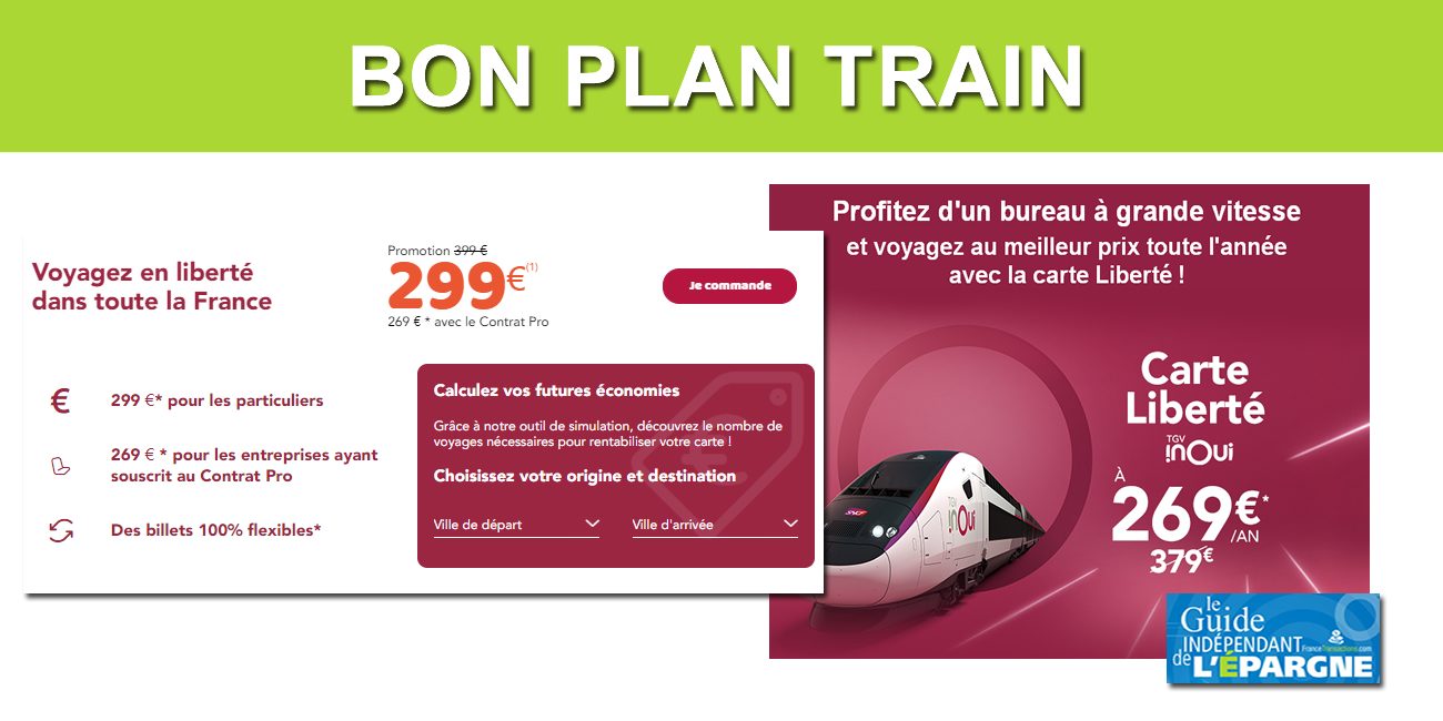 SNCF : 100€ de réduction sur la Carte Liberté pour les voyageurs fréquents (plus de 4 allers/retours par an)