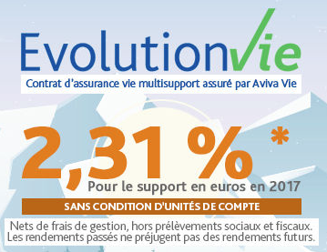 Assurance-Vie Evolution Vie : 100€ ou 200€ offerts à l'adhésion, sous conditions, jusqu'au 5 novembre 2018 Assurance-Vie Evolution Vie : 100€ ou 200€ offerts à l'adhésion, sous conditions, jusqu'au 5 novembre 2018