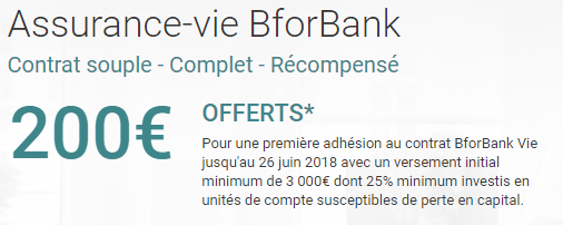 BforBank Vie : l'offre de bienvenue de 200€ est prolongée jusqu'au 26 juin 2018 BforBank Vie : l'offre de bienvenue de 200€ est prolongée jusqu'au 26 juin 2018