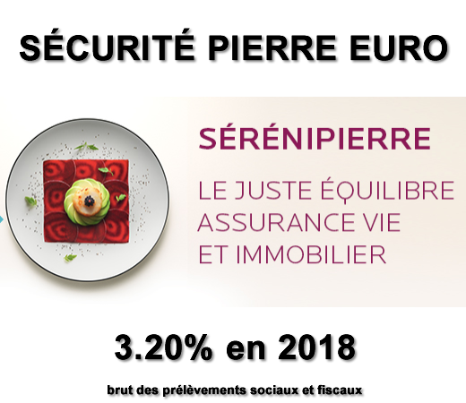 Fonds euros Sécurité Pierre Euro (@Primonial Sérénipierre/@Suravenir) : 3.20% de rendement en 2018, encore une belle performance ! Fonds euros Sécurité Pierre Euro (@Primonial Sérénipierre/@Suravenir) : 3.20% de rendement en 2018, encore une belle performance !