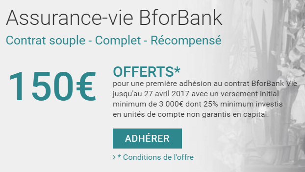 Contrat assurance-vie : 150€ offerts lors de votre adhésion à BforBank Vie !