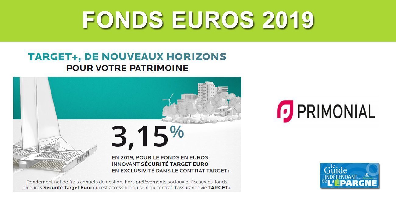 Assurance-Vie : Taux 2019 du fonds euros TARGET+ (Primonial) au-delà des 3% à 3.15% Assurance-Vie : Taux 2019 du fonds euros TARGET+ (Primonial) au-delà des 3% à 3.15%