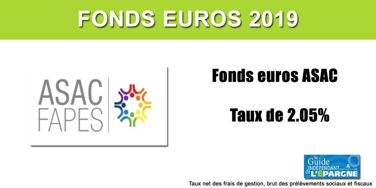 Assurance-Vie ASAC FAPÈS, taux 2019 de 2.05% pour le fonds euros ASAC Assurance-Vie ASAC FAPÈS, taux 2019 de 2.05% pour le fonds euros ASAC