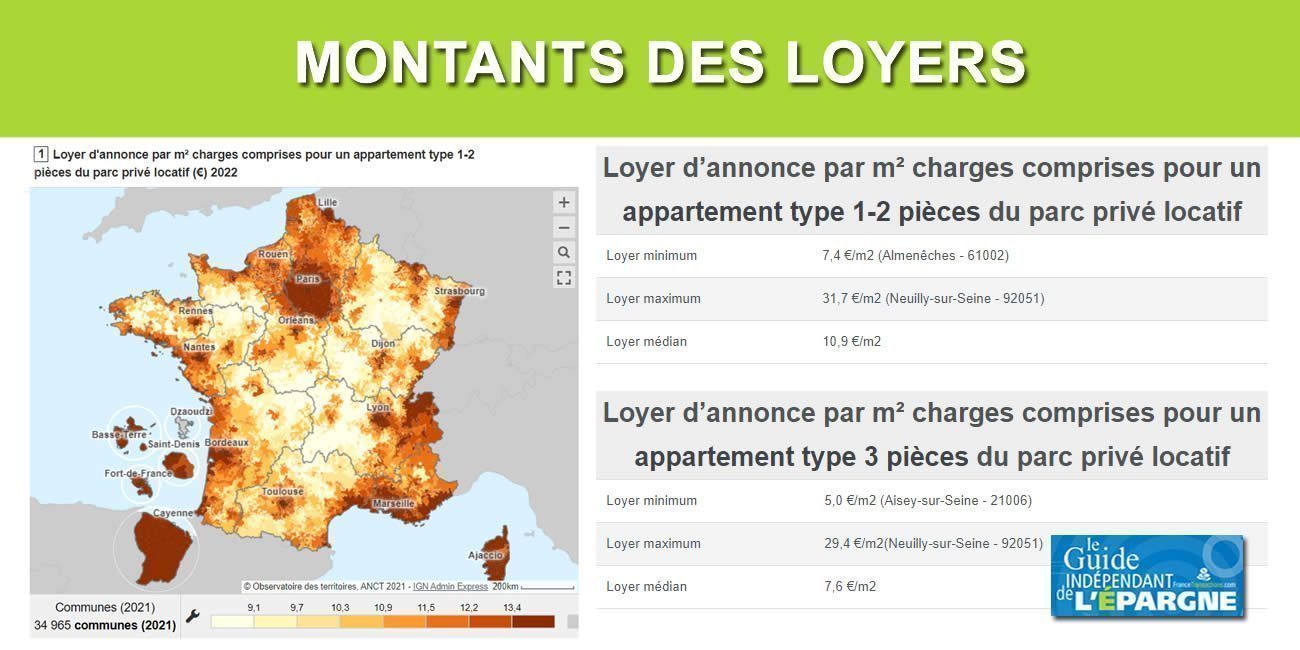 Immobilier locatif : carte interactive des loyers en France, tous les loyers sur votre commune