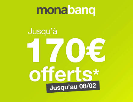 Banque en ligne : jusqu'à 170 € de prime pour Les 5 jours Monabanq ! Banque en ligne : jusqu'à 170 € de prime pour Les 5 jours Monabanq !