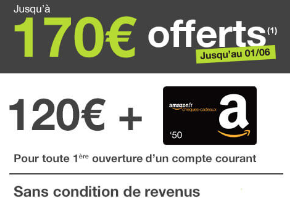 Monabanq : jusqu'à 170 € pour l'ouverture de votre compte courant, pendant 5 jours seulement Monabanq : jusqu'à 170 € pour l'ouverture de votre compte courant, pendant 5 jours seulement