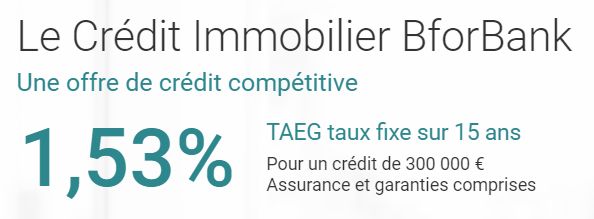 BforBank lance son offre de crédit immobilier, TAEG de 1.53% BforBank lance son offre de crédit immobilier, TAEG de 1.53%