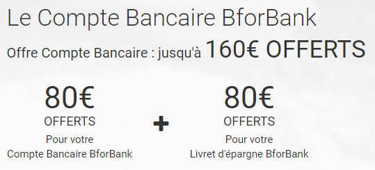 C'est la rentrée chez BforBank : 160€ offerts aux nouveaux clients jusqu'au 6 septembre 2018 C'est la rentrée chez BforBank : 160€ offerts aux nouveaux clients jusqu'au 6 septembre 2018