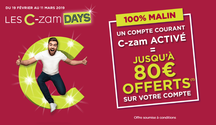 Néobanque : C-ZAM passe à l'offensive, primes de bienvenue de 8 à 80€, au hasard ! Néobanque : C-ZAM passe à l'offensive, primes de bienvenue de 8 à 80€, au hasard !