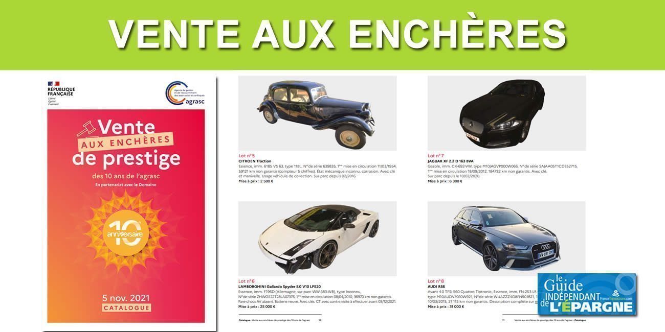Ventes aux enchères des biens confisqués : Lamborghini, Ferrari, Jaguar, Porsche, pièces d'or, Romanée-Conti, Petrus... Faites des affaires le vendredi 5 novembre ! Ventes aux enchères des biens confisqués : Lamborghini, Ferrari, Jaguar, Porsche, pièces d'or, Romanée-Conti, Petrus... Faites des affaires le vendredi 5 novembre !