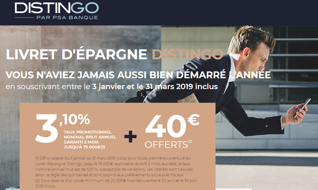 DERNIERS JOURS ! Livret épargne DISTINGO : 3.10% brut + 40€ offerts, sous conditions @PSAbanquefr #Epargne #Banque DERNIERS JOURS ! Livret épargne DISTINGO : 3.10% brut + 40€ offerts, sous conditions @PSAbanquefr #Epargne #Banque