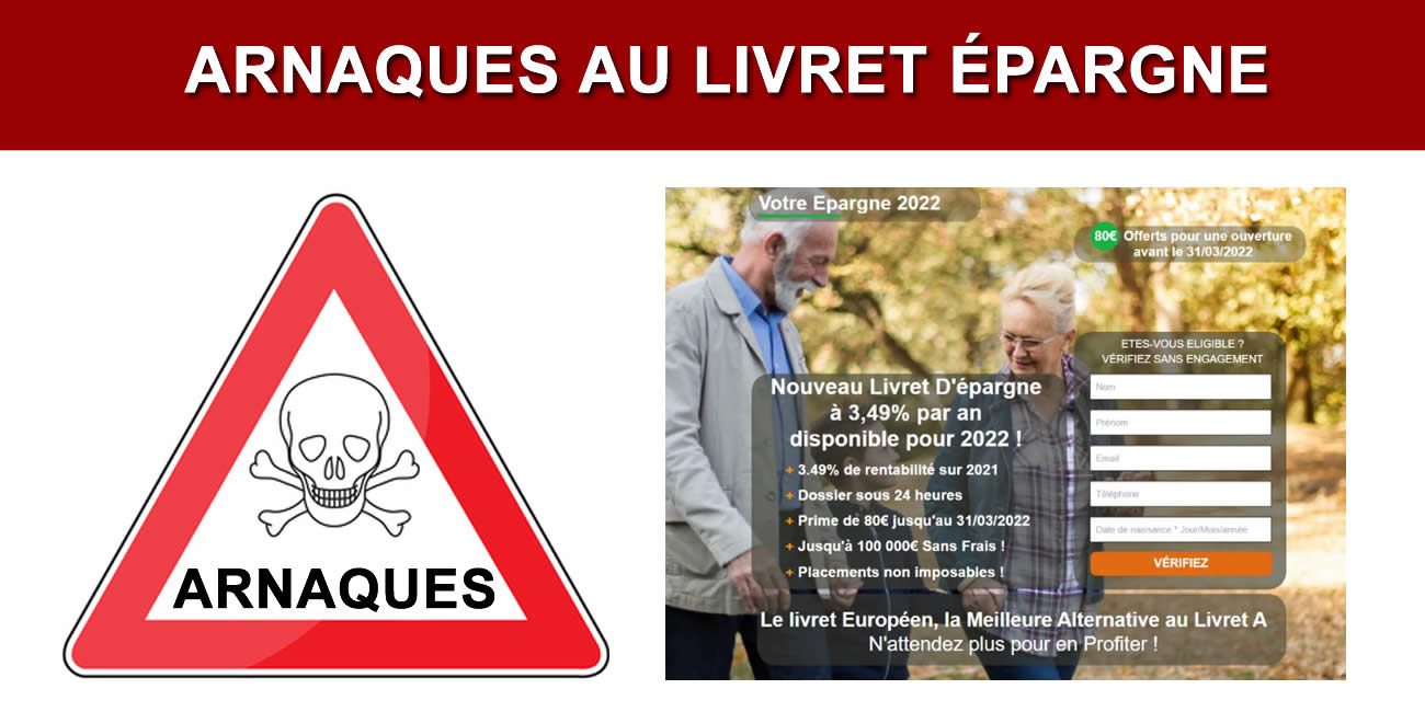 Arnaques aux livret épargne en 2022 : nouvelles propositions farfelues, taux de 3.49% ou 3.99% sur 2022 avec 80 euros offerts... Arnaques aux livret épargne en 2022 : nouvelles propositions farfelues, taux de 3.49% ou 3.99% sur 2022 avec 80 euros offerts...