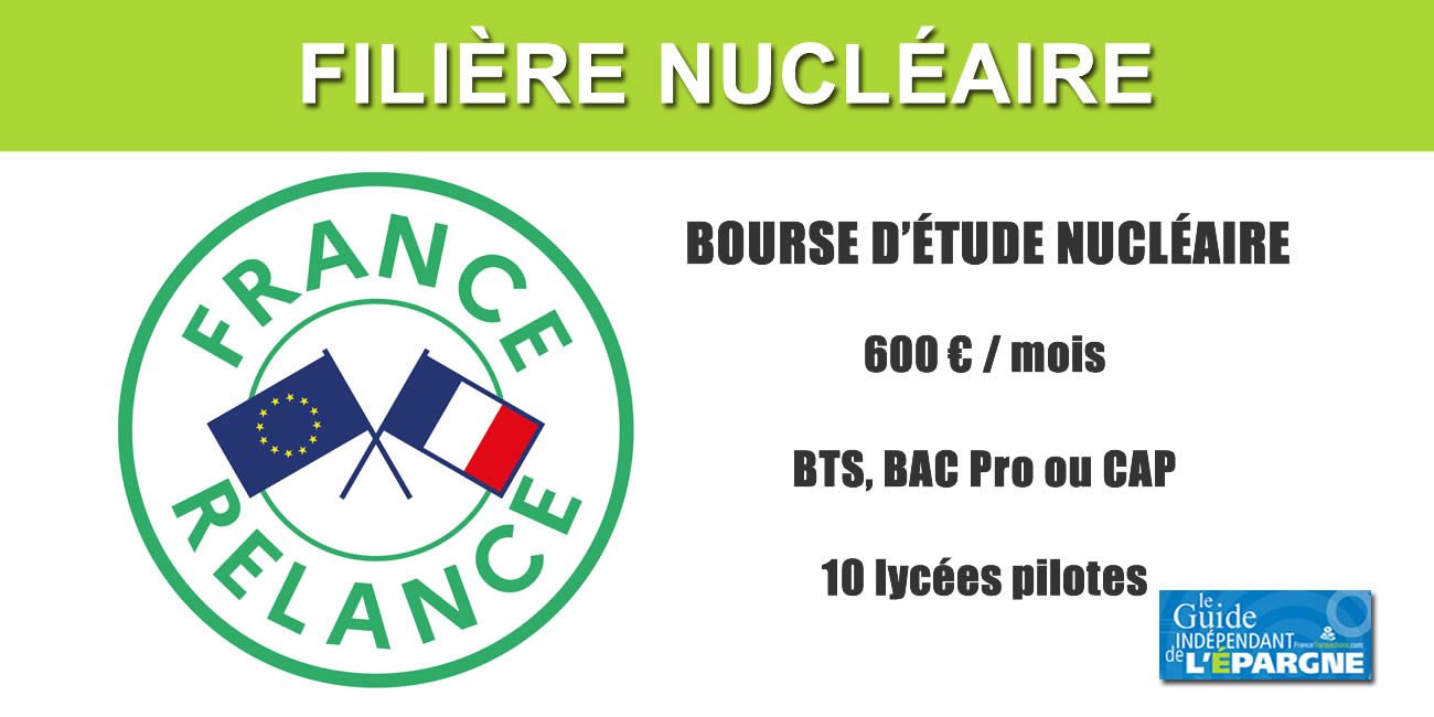 France Relance / métiers critiques de la filière nucléaire : lancement des bourses d'étude nucléaire, 600€ par mois en BTS, Bac Pro, CAP, 10 lycées pilotes