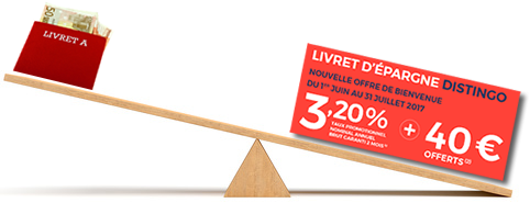 Livret épargne DISTINGO : percevez jusqu'à 160€ de plus que sur votre livret A jusqu'à fin 2017 ! Livret épargne DISTINGO : percevez jusqu'à 160€ de plus que sur votre livret A jusqu'à fin 2017 !