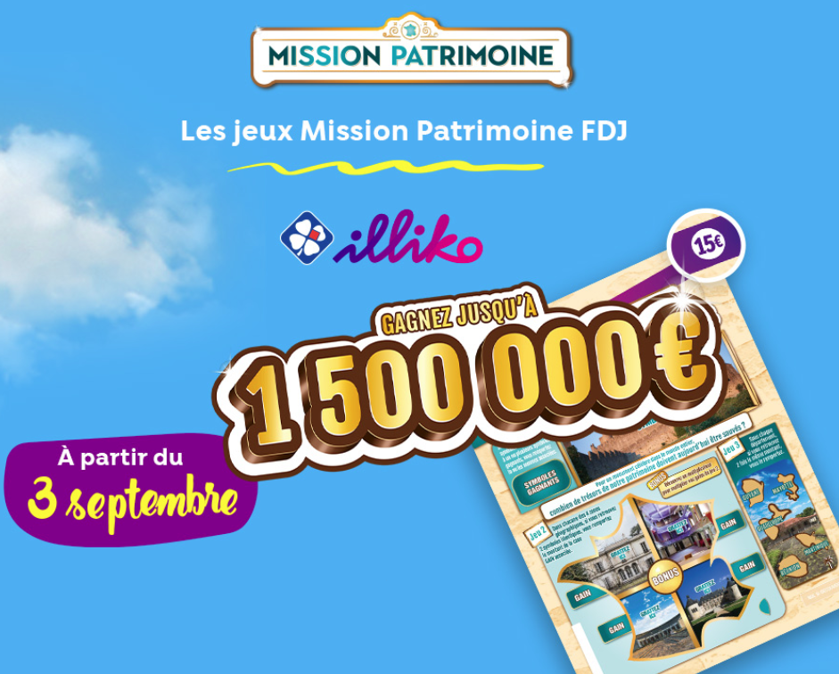 Loto du Patrimoine, Mission Patrimoine : 15€ de mise et seulement 1 chance sur 2 millions d'empocher 1,5 million d'euros