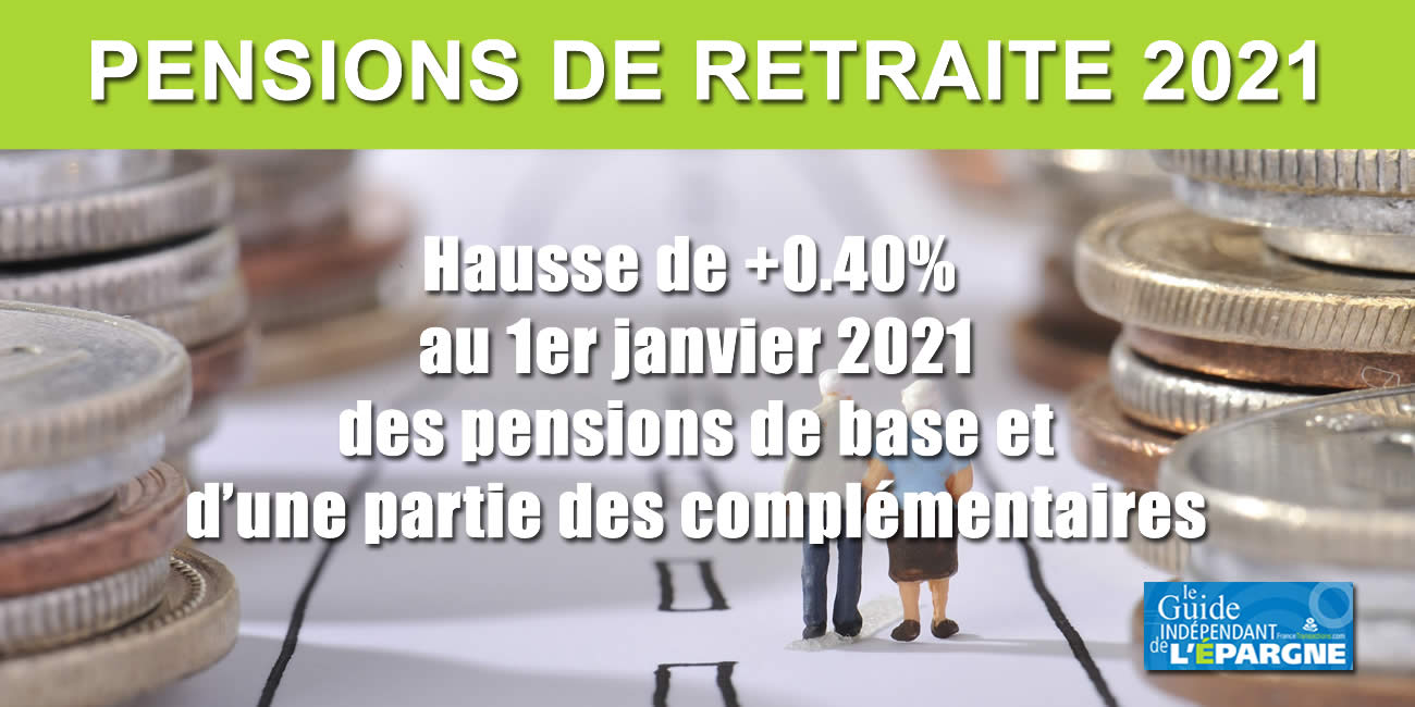 Retraites : hausse de +0.40% des pensions au 1er janvier 2021 (base et complémentaires) Retraites : hausse de +0.40% des pensions au 1er janvier 2021 (base et complémentaires)