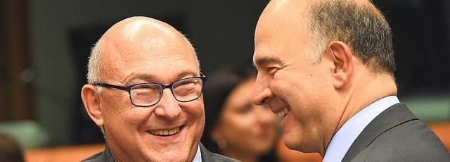 Les retrouvailles joyeuses de Sapin et Moscovici Les retrouvailles joyeuses de Sapin et Moscovici
