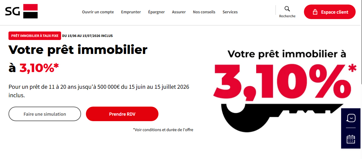 Offre de crédit immobilier SG à 3.10%, une opportunité à étudier ? Offre de crédit immobilier SG à 3.10%, une opportunité à étudier ?