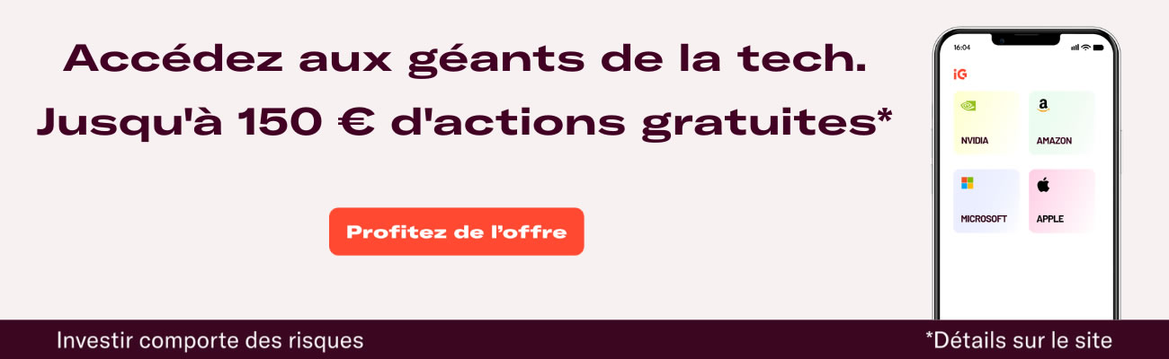 Offre compte-titres IG : jusqu'à 150 euros offerts + 5% sur les montants investis