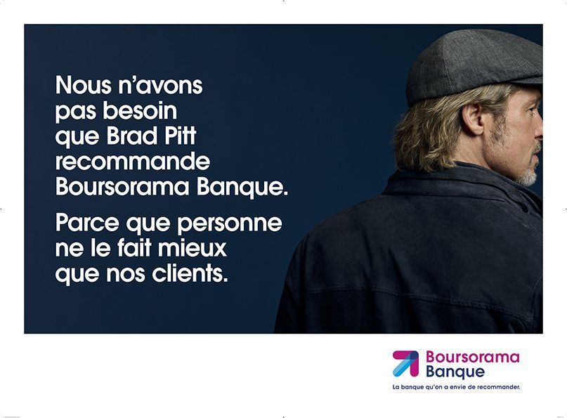 Boursorama banque n'a nul besoin que Brad Pitt vante ses mérites...