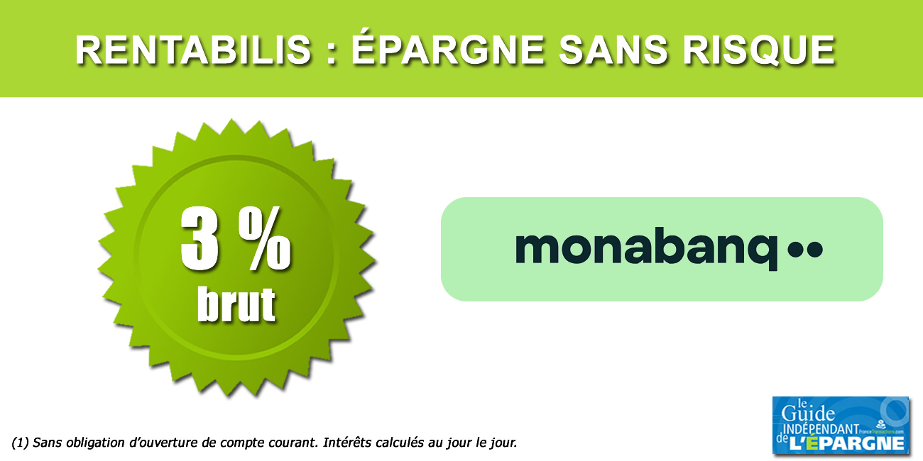 Placement épargne sans risque : retour gagnant du compte rémunéré Rentabilis à 3% chez Monabanq Placement épargne sans risque : retour gagnant du compte rémunéré Rentabilis à 3% chez Monabanq