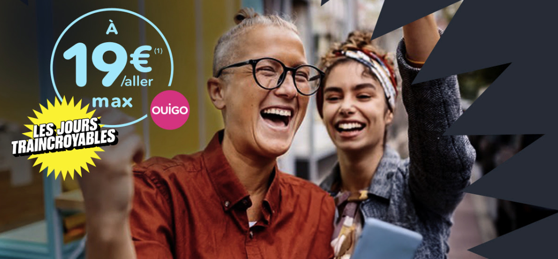 SNCF : 200.000 billets de train OUIGO à 19€ maxi, à saisir les 4 et 5 septembre 2024 SNCF : 200.000 billets de train OUIGO à 19€ maxi, à saisir les 4 et 5 septembre 2024