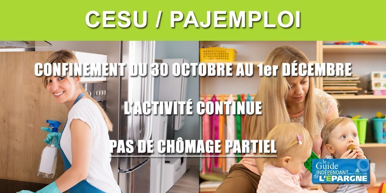 Confinement d'automne : salariés à domicile (CESU/PAJEMPLOI), l'activité continue, attestation professionnelle de votre employeur