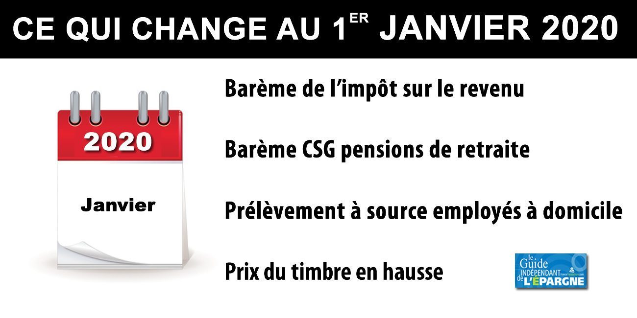 1er janvier 2020 : ce qui change, impôt, SMIC, Prime, retraites, CSG, taux légal, timbres...