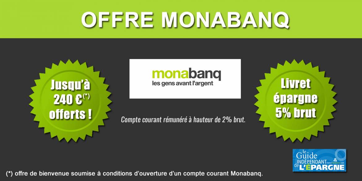 Livret épargne Monabanq : taux boosté à 5%, cumulable avec la prime de bienvenue de 240 euros, à saisir avant le 29 décembre 2025